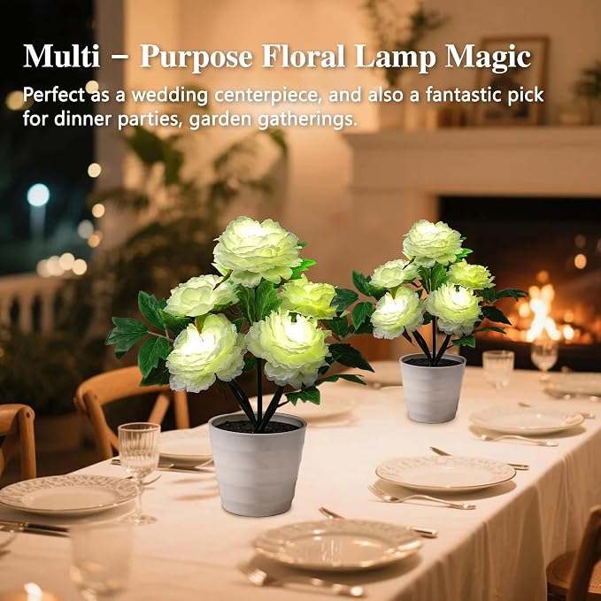 White Peony Artificial Flower Lamp, Night Light - Image 2