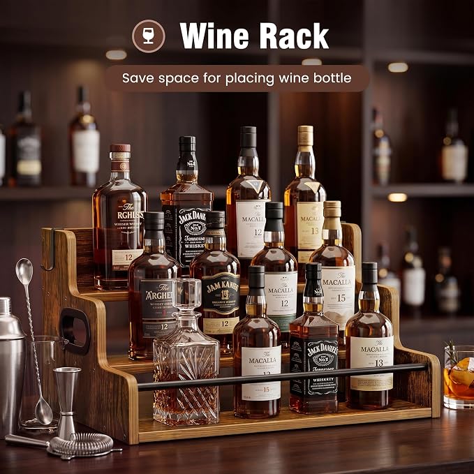 YOUDENOVA Liquor Bottle Display Shelf, 3-Tier Coffee Syrup Rack Organizer - Image 5