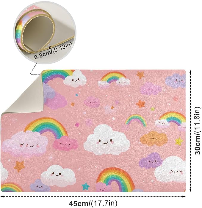 Multicolored Stars Rainbows Coffee Mat Coffee Bar Maker Backed Absorbent - Image 3