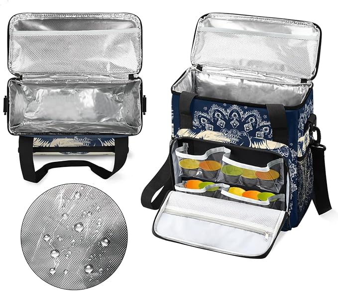 Mandala Elephant Coffee Maker Carring Bag, Large Insulated Storage Organizer - Image 3