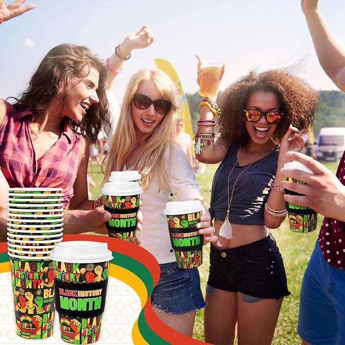 Whaline 50 Pcs Happy Juneteenth Disposable Coffee Cups - Image 7