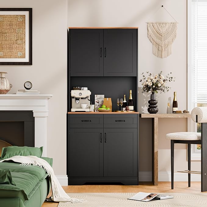 Cozy Castle Pantry Cabinet, Farmhouse Kitchen Hutch Cabinet - Image 5
