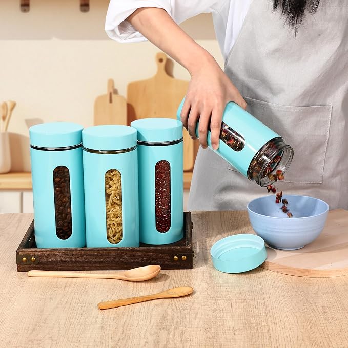 Patelai 6 Pack Kitchen Canisters Set Airtight Stainless Steel Canister Food - Image 4