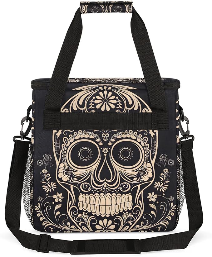 Halloween Sugar Skull Coffee Maker Carring Bag, Large Insulated Storage - Image 5