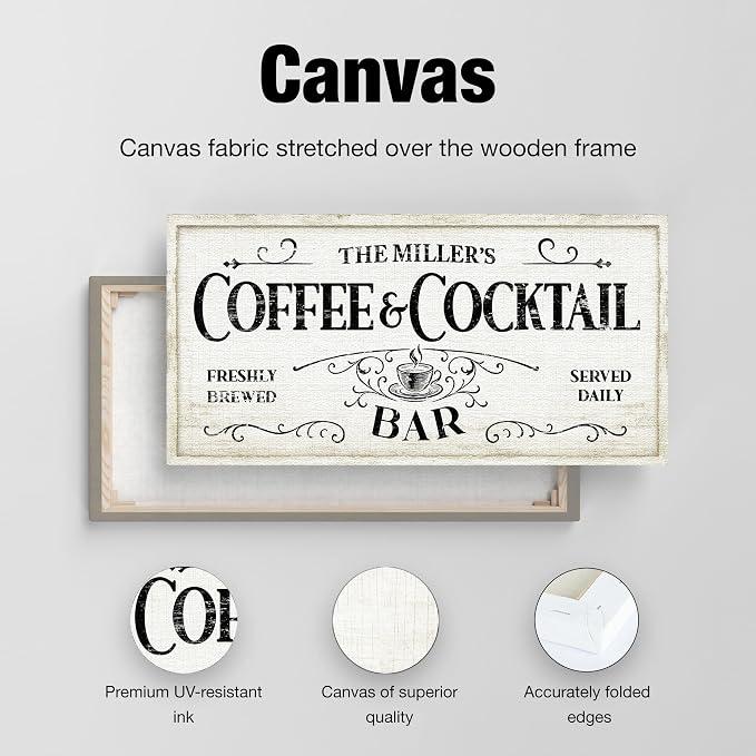 AWESOMETIK Personalized COFFEE COCKTAIL BAR Sign, Coffee Decor Set, - Image 6