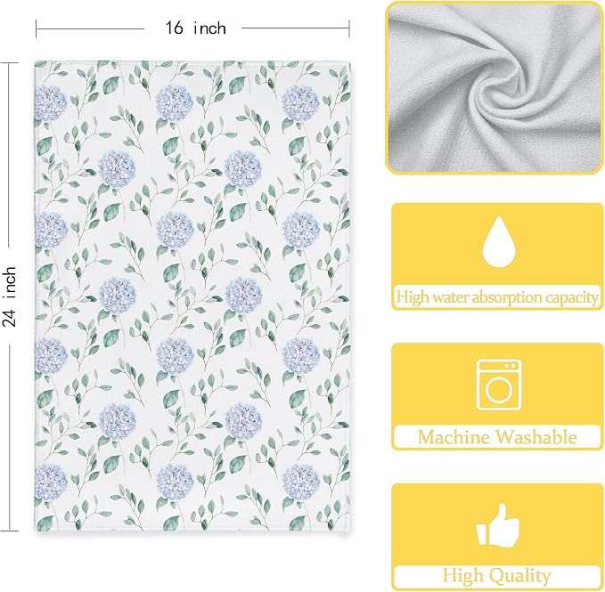 Hydrangea Kitchen Towels, Floral Kitchen Towels, Botanical Flower Dish Towels - Image 5