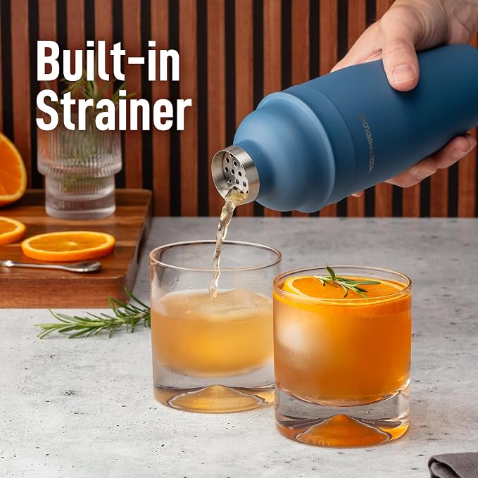Modern Mixology 24oz Matte Blue Cocktail Shaker Set – Bartender Essentials - Image 3