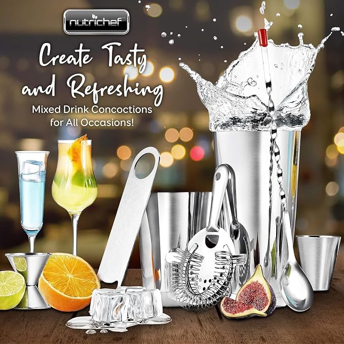 NutriChef Mixology Bartender Cocktail Shaker Set - Image 2