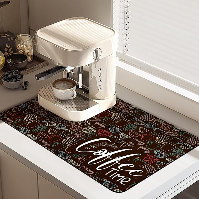 Coffee Mat - Absorbent Coffee Bar Drying Mat - Waterproof Protects Kitchen - by Vehcimbev