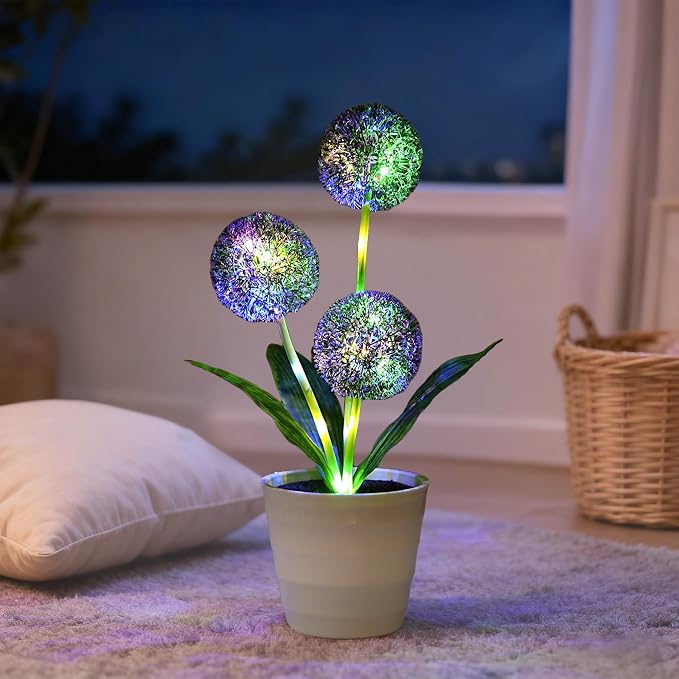 Artificial Purple Allium Flower Lamp, Color Changing LED Light - Image 7