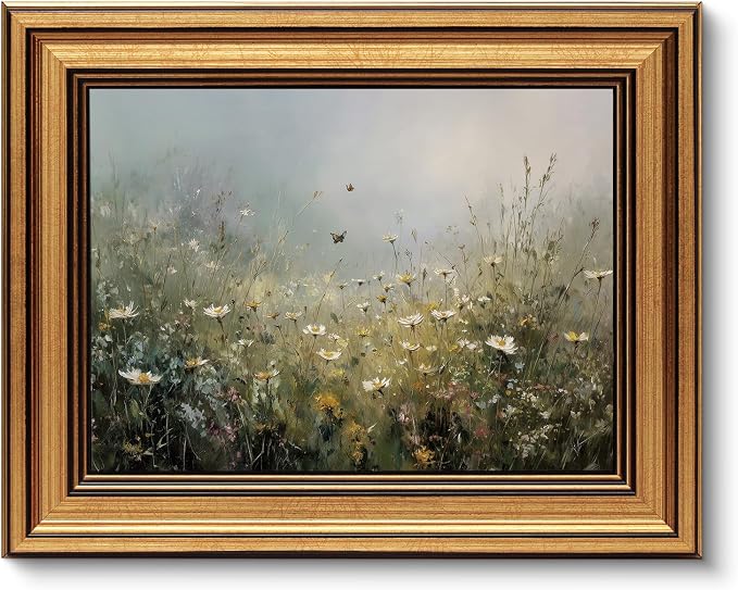 VIYYIEA Gold Framed Art Prints, Wildflower Floral Vintage Art Painting by VIYYIEAART