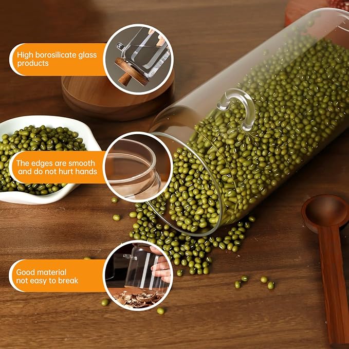 Glass Coffee Bean Storage Container, Wood Lid - Image 7