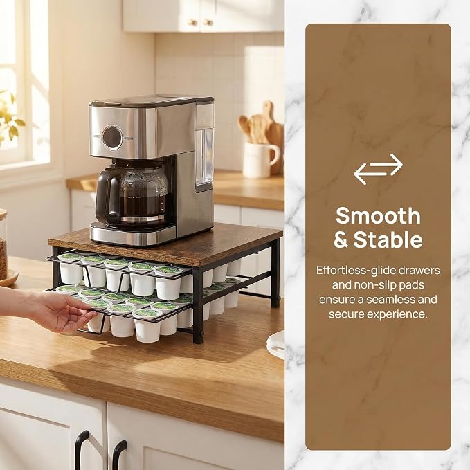 2 Tier Coffee Pod Drawer, 60 Capacity Coffee Capsule Storage Organizer Holder - Image 4