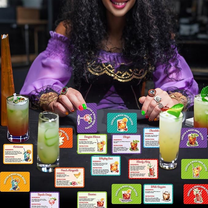 gisgfim 100Pcs Mixed Juice Recipes Flash Cards Bartender Recipe Cards Step by - Image 6