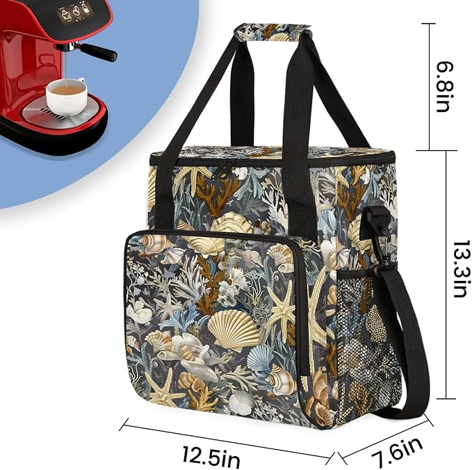 Summer Beach Seashell Coffee Maker Carring Bag, Large Insulated Storage - Image 2