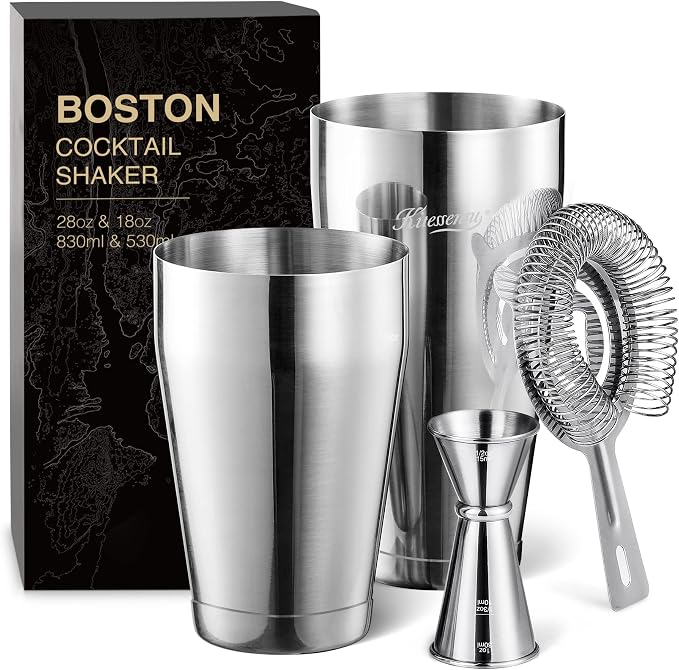 KITESSENSU Boston Cocktail Shaker Set, 4-Piece Boston Shaker Tins Bartender Kit by KITESSENSU