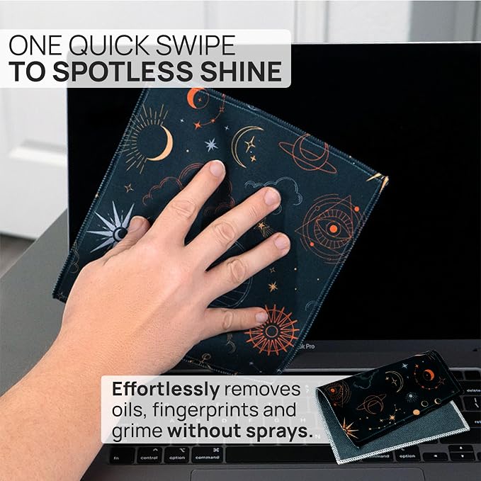 Microfiber Wholesale Quick Cloth Glasses Cleaning Cloths–8x8 Astrology 1-Pack - Image 2