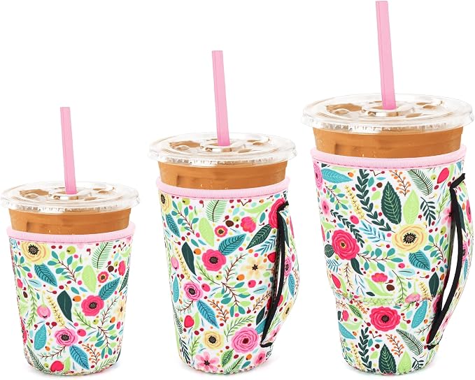 3 Pack Iced Coffee sleeve Insulated Neoprene Cup Sleeves by Snowso