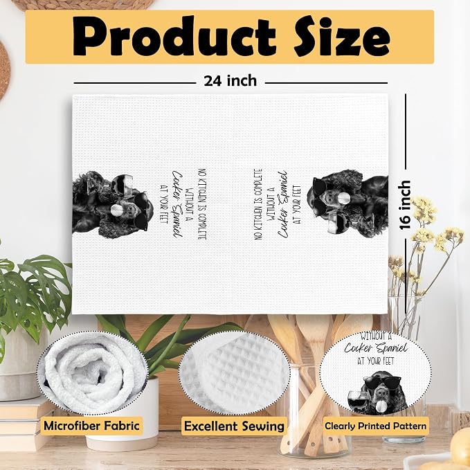 Funny Cocker Spaniel Kitchen Towels Set of 2, Dog Kitchen Accessories, Coffee - Image 6