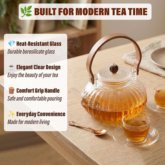 Borosilicate Glass Teapot Stovetop Safe 30 oz/900 ml - Image 8