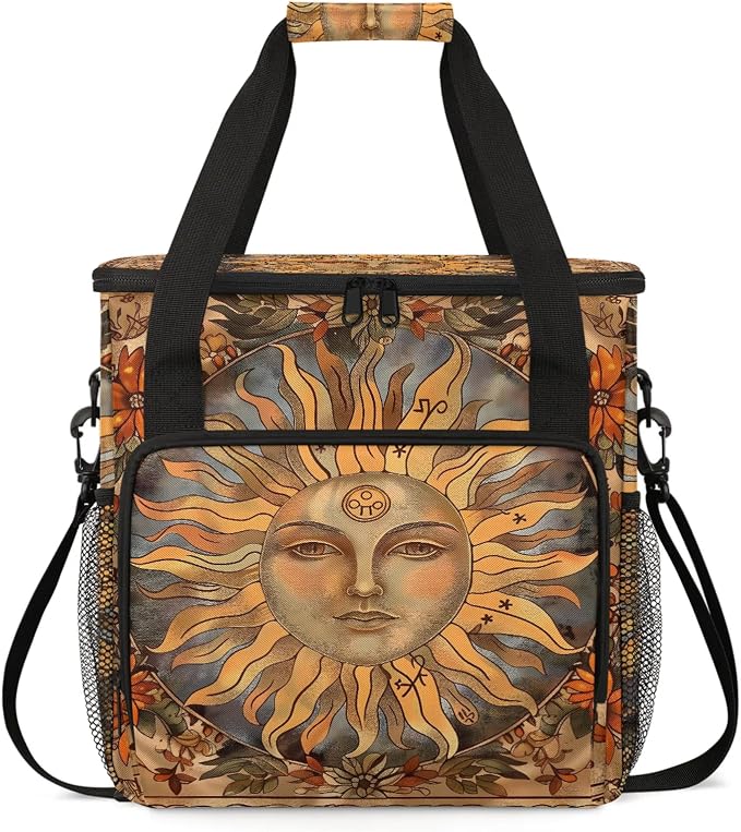 Vintage Sun Coffee Maker Carring Bag, Large Insulated Storage Organizer Case by Home