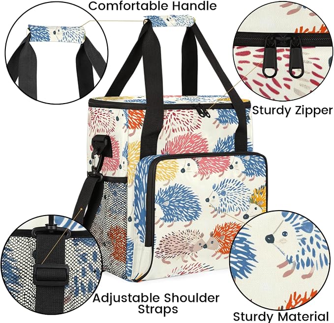 Hedgehog Colorful Coffee Maker Carring Bag, Large Insulated Storage Organizer - Image 6