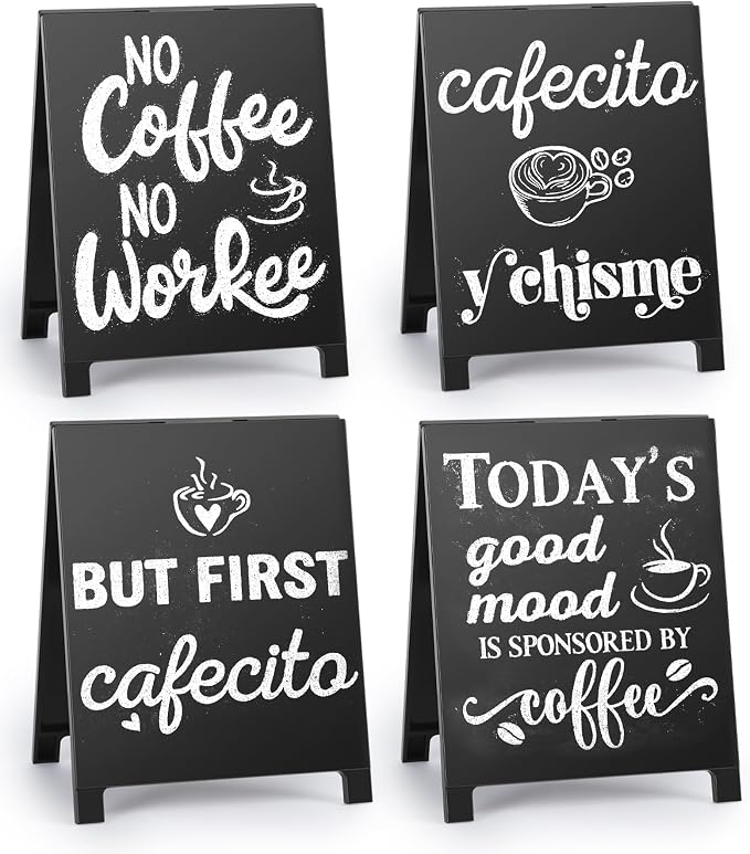 4Pcs But First Cafecito Y Chisme Desk Decor Sign Retro Coffees Shop Table by Funnysignsandcozydecorgiftsforyourspacethatspeakyourmind
