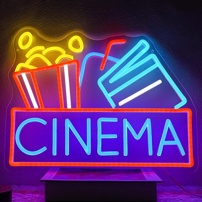 Cinema Neon Sign Dimmable Movie Neon Light Sign by Unknown