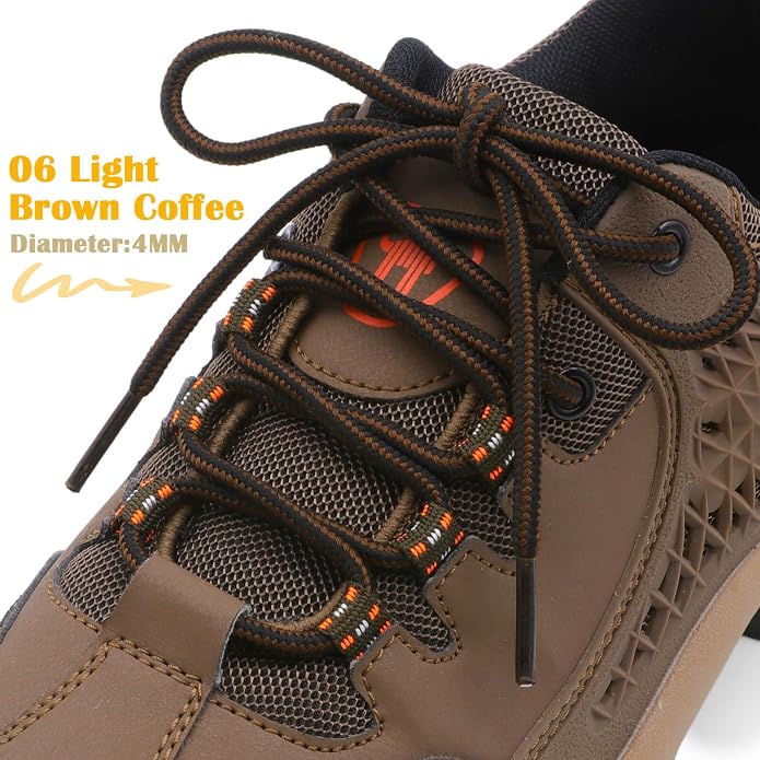 DELELE 2 Pair Round Boot Laces Outdoor Hiking Walking Shoelaces Dual Coloured - Image 2