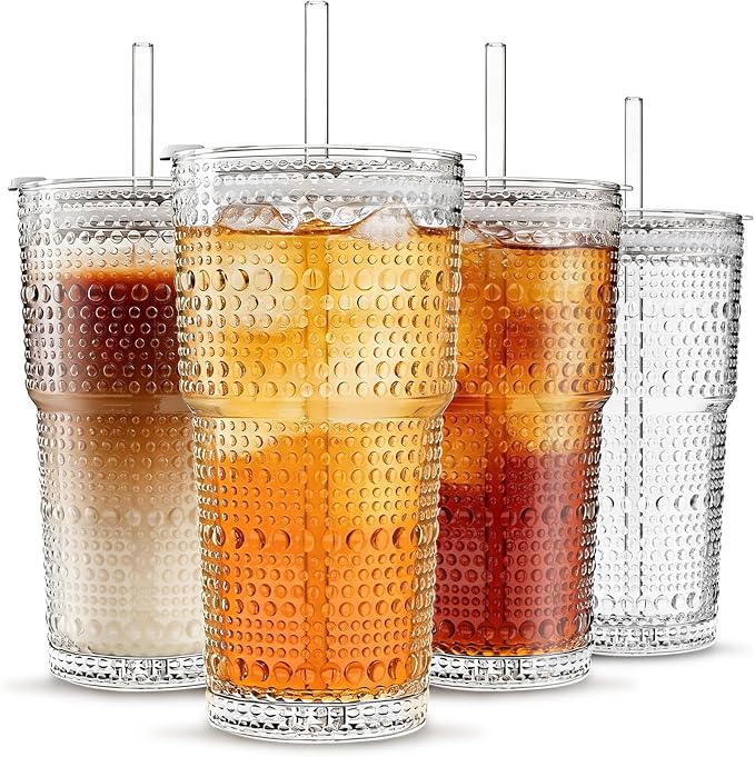 INSETLAN 20oz Hobnail Glass Cups by INSETLAN