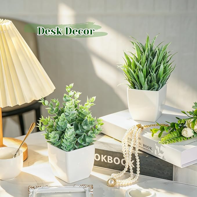 Der Rose 2 Pack Small Fake Plants Mini Artificial Potted Plants - Image 3