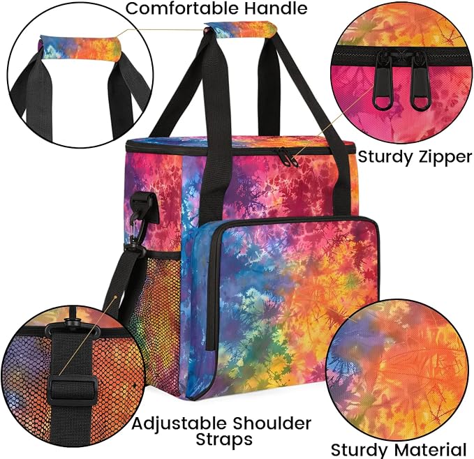 Tie Dye Rainbow Colorful Abstract Coffee Maker Carring Bag, Large Insulated - Image 6