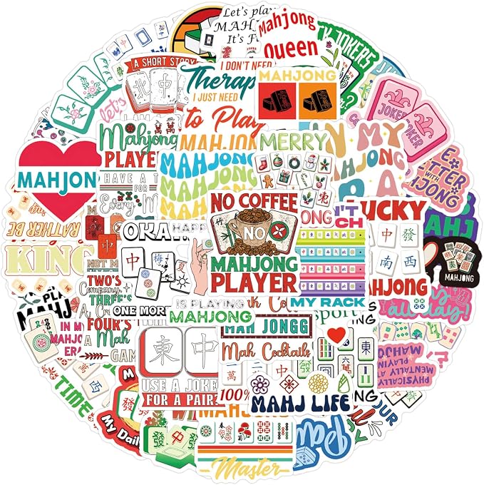 55PCS MahjongStickers, Funny Tile Game Vinyl Decals, Waterproof Stickers by Unknown