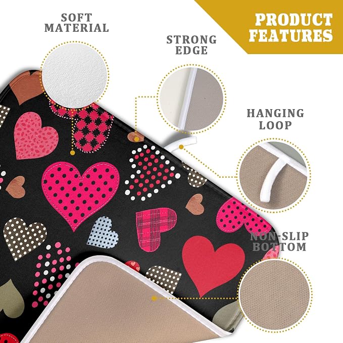 Happy Valentine's Day Black Dish Drying Mat - Image 4