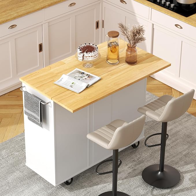 QAQA 40" Kitchen Island Cart Furniture cart on Wheels Rolling Portable Dining - Image 4