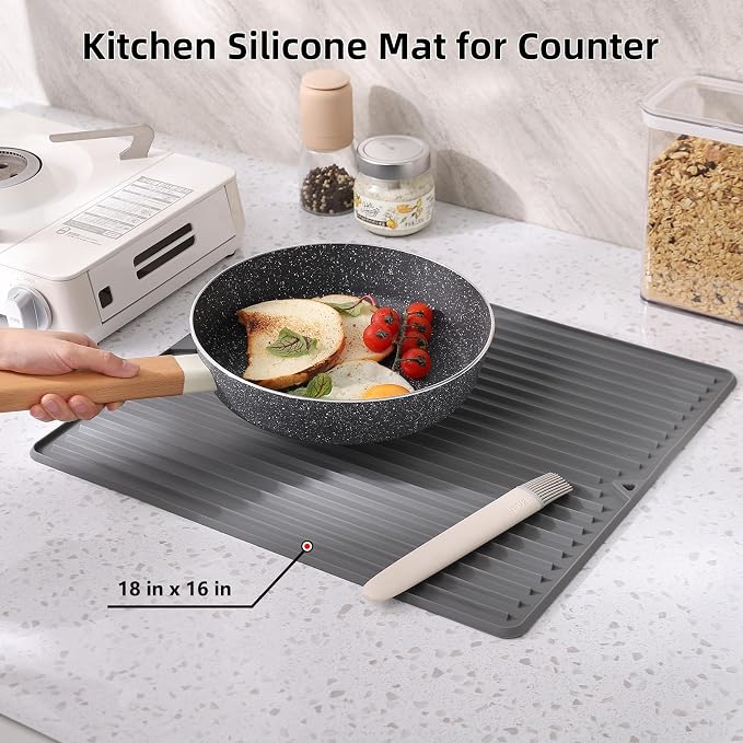 Silicone Dish Drying Mat, 16 x 18-inch Large Drying Mat - Image 7