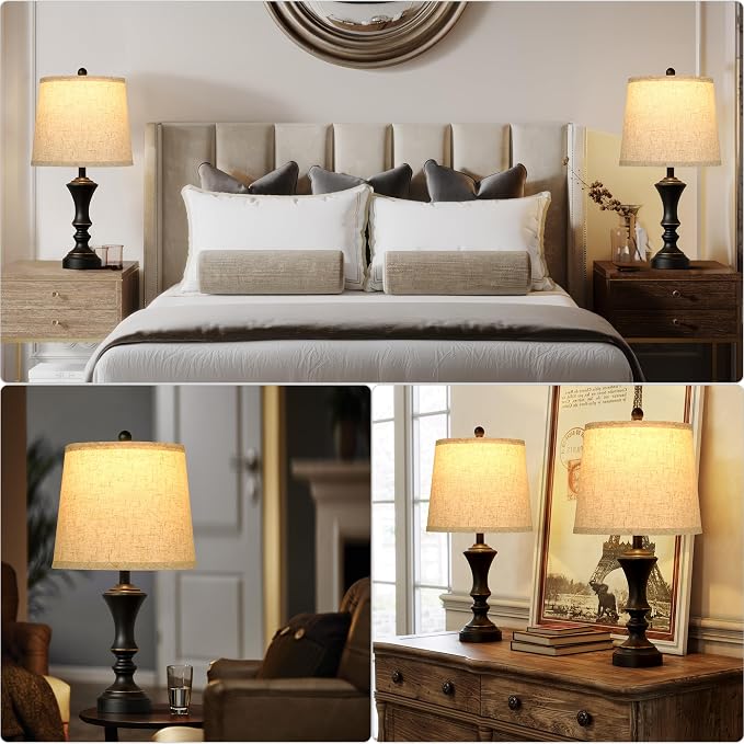 ROTTOGOON Retro Table Lamps Set of 2, Nightstand Lamp - Image 6