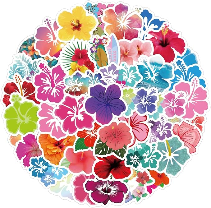 60pcs Aesthetic Hibiscus Stickers by Unknown