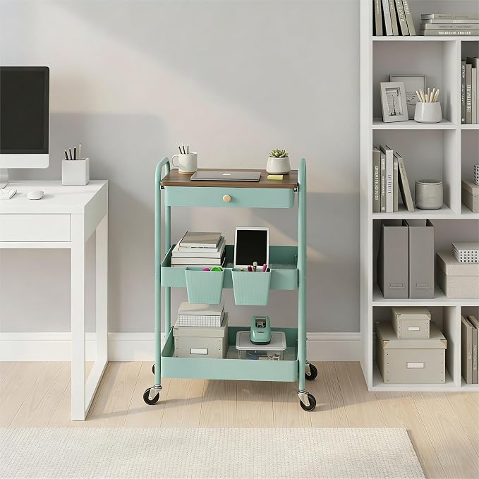 danpinera 3 Tier Rolling Cart, All-in-One Art Cart Organizer on Wheels - Image 5