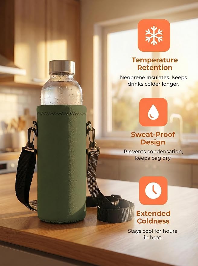 AUPET Water Bottle Bag Carrier, 24oz/32oz Insulated Neoprene bottle Sling - Image 5