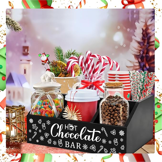 Christmas Hot Cocoa Bar Wood Coffee Station Organizer - Image 4