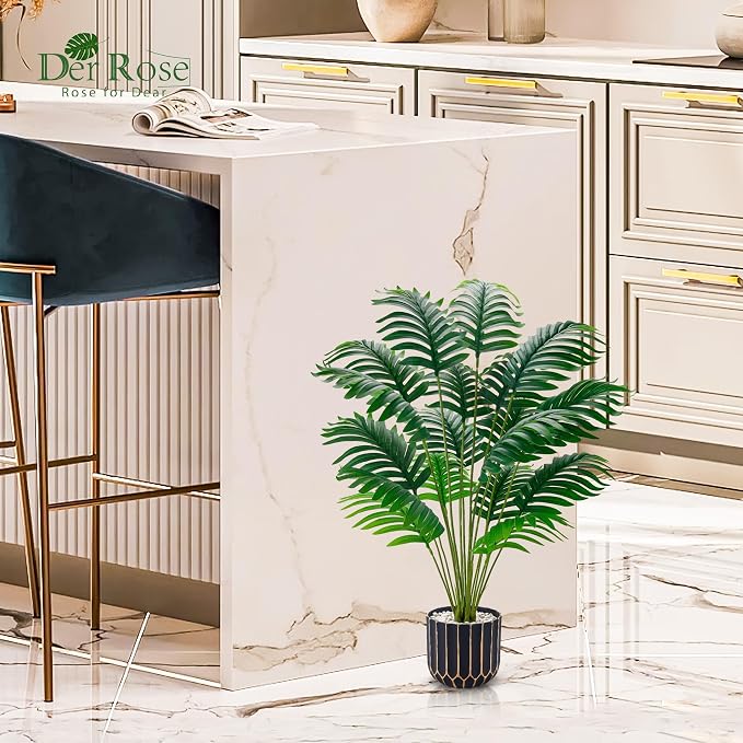 Der Rose Fake Plants Tall Artificial Palm Tree Faux Plants Indoor - Image 5