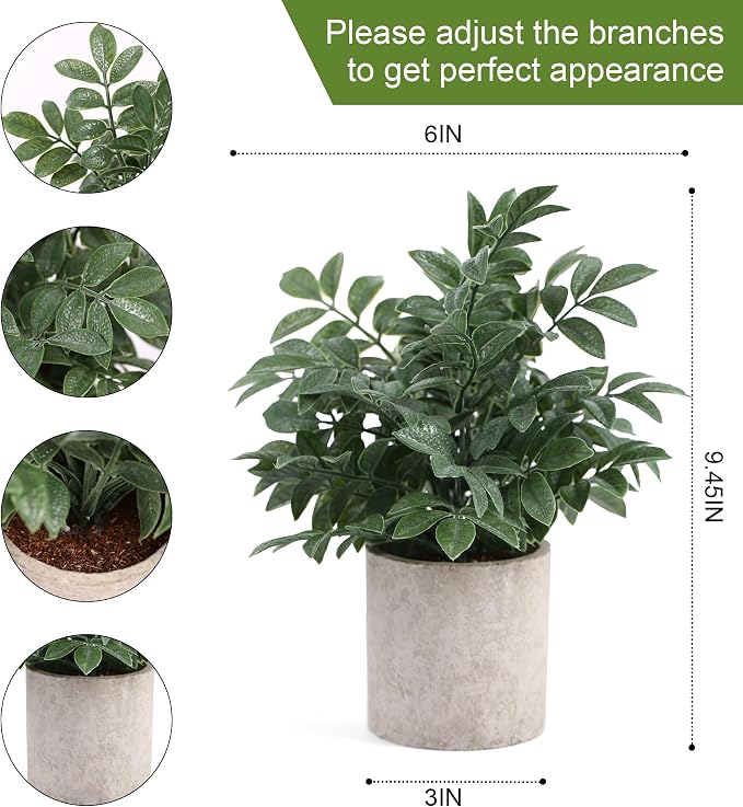 Coferset 2 Pack Small Fake Plants Potted Artificial Herb Plants - Image 7
