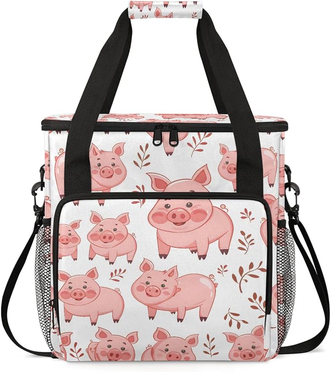 Cute Cartoon Pig Coffee Maker Carring Bag, Large Insulated Storage Organizer by Home