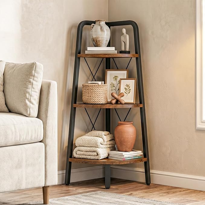 HOOBRO Corner Shelf, 3-Tier Corner Shelf Stand, 40” Tall Ladder Bookshelf - Image 9