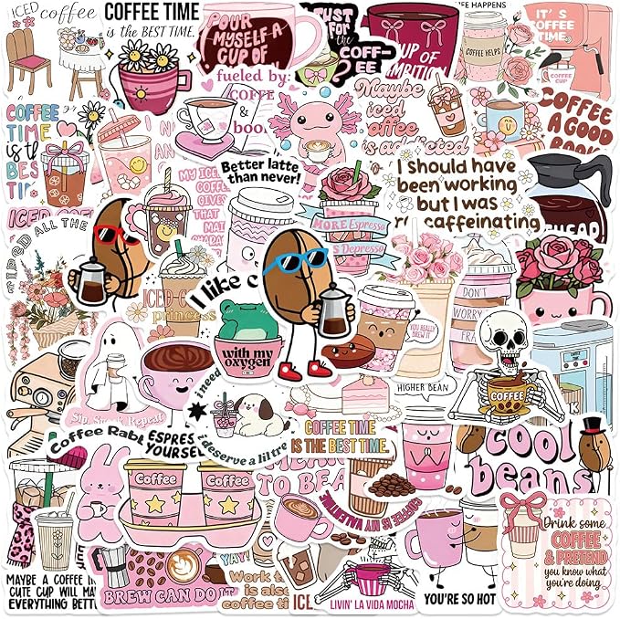 Funny Coffee Waterproof Stickers by Unknown