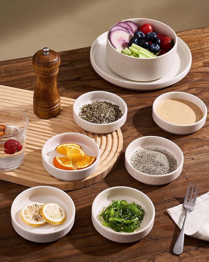 famiware Star Soy Sauce Dish Ceramic Dipping Bowls Set of 6, 4 oz Individual - Image 2