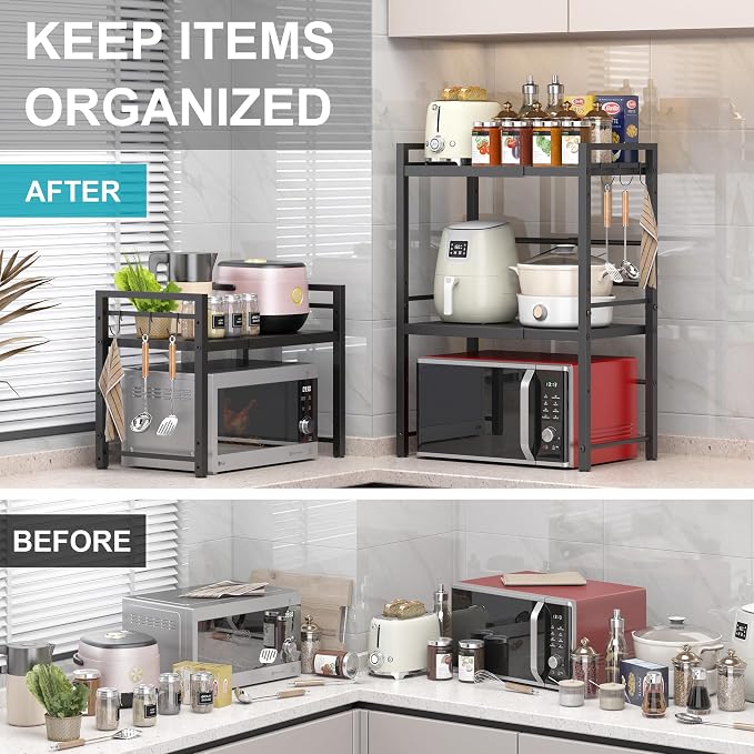 DOLALIKE Microwave Oven Rack, Expandable Microwave Stand Countertop Kitchen - Image 5