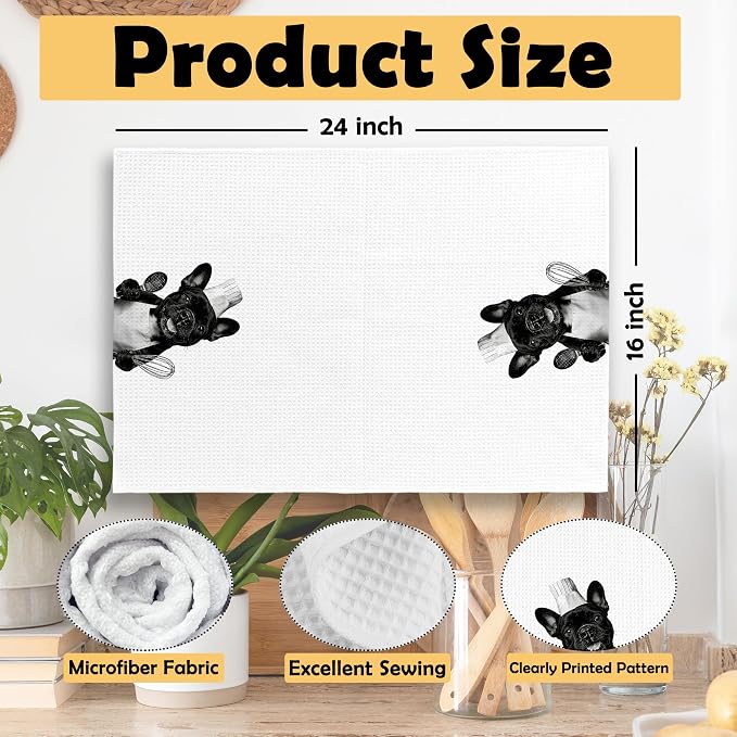 French Bulldog Kitchen Towels Set of 2, Dog Kitchen Accessories, Bar Decor - Image 6