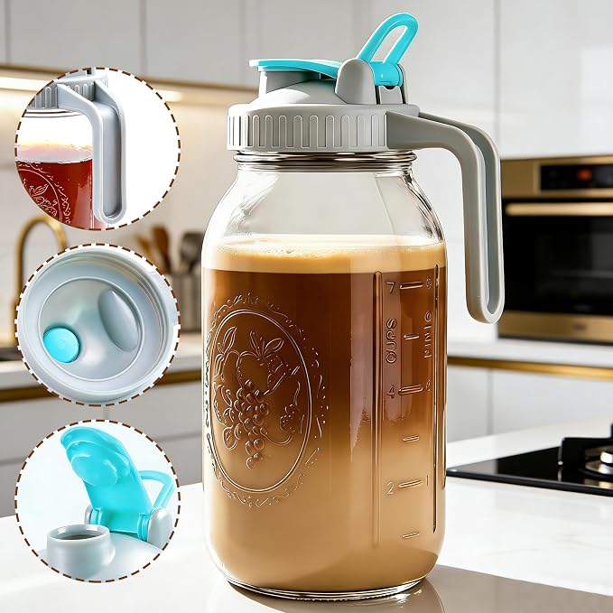 Mason Jar Cold Brew Coffee Maker 64 OZ Wide Mouth Cold Brew Pitcher - Image 5